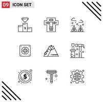 Group of 9 Modern Outlines Set for plumbing mechanical electric extractor leaf Editable Vector Design Elements