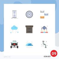 9 Universal Flat Color Signs Symbols of weather cloud time envelope contact us Editable Vector Design Elements