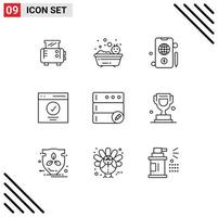 Outline Pack of 9 Universal Symbols of server database globe user message Editable Vector Design Elements