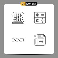Group of 4 Modern Filledline Flat Colors Set for kids crypto toddler math form Editable Vector Design Elements