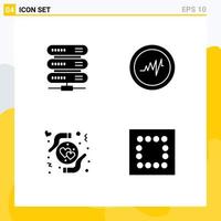 User Interface Pack of 4 Basic Solid Glyphs of computing heart storage care minimize Editable Vector Design Elements