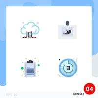 Universal Icon Symbols Group of 4 Modern Flat Icons of cloud clipboard technology medicine countdown Editable Vector Design Elements