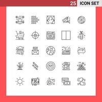 Pack of 25 Modern Lines Signs and Symbols for Web Print Media such as chart pie leisure surveillance cctv Editable Vector Design Elements