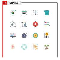 Group of 16 Flat Colors Signs and Symbols for hyperlink uniform internet cloth shirt Editable Pack of Creative Vector Design Elements