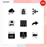 Set of 9 Modern UI Icons Symbols Signs for clothes hand food buy algorithm Editable Vector Design Elements