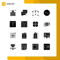 Universal Icon Symbols Group of 16 Modern Solid Glyphs of layout grid baby arrange sound Editable Vector Design Elements