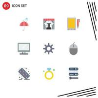 Modern Set of 9 Flat Colors Pictograph of pc device trade monitor design Editable Vector Design Elements