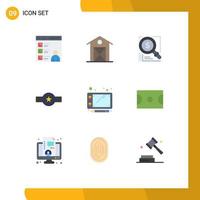 Pictogram Set of 9 Simple Flat Colors of military grade house solution magnifer Editable Vector Design Elements