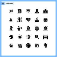 Modern Set of 25 Solid Glyphs Pictograph of navigation human presentation energy avatar Editable Vector Design Elements