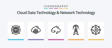 paquete de iconos de línea 5 de tecnología de datos en la nube y tecnología de red que incluye computadora. bloqueado informática. informática. compartir. diseño de iconos creativos vector