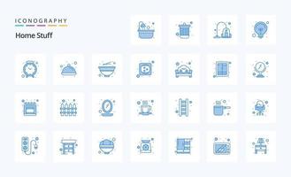 25 Home Stuff Blue icon pack vector