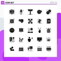 Modern Set of 25 Solid Glyphs Pictograph of cookies paradox desk motion bend Editable Vector Design Elements