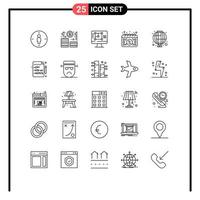 Line Pack of 25 Universal Symbols of sale date computer calendar increase Editable Vector Design Elements