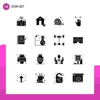 User Interface Pack of 16 Basic Solid Glyphs of right gesture house hand ruler Editable Vector Design Elements