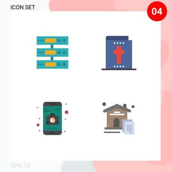 4 Flat Icon concept for Websites Mobile and Apps server camera cloud halloween home Editable Vector Design Elements