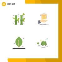 Set of 4 Modern UI Icons Symbols Signs for bamboo ecology gree solution nature Editable Vector Design Elements