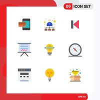 User Interface Pack of 9 Basic Flat Colors of blackboard media hierarchical network control back Editable Vector Design Elements