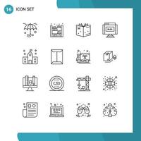 Set of 16 Vector Outlines on Grid for school education knowledge college write Editable Vector Design Elements