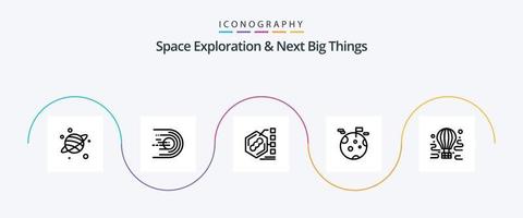 la exploración espacial y el próximo paquete de iconos de la línea 5 de grandes cosas que incluye aire. gigante. bacterias gas. vida vector