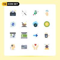 Pictogram Set of 16 Simple Flat Colors of aromatic business network olive global business arrow Editable Pack of Creative Vector Design Elements