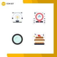 4 User Interface Flat Icon Pack of modern Signs and Symbols of bulb cooking vector dedicated household Editable Vector Design Elements