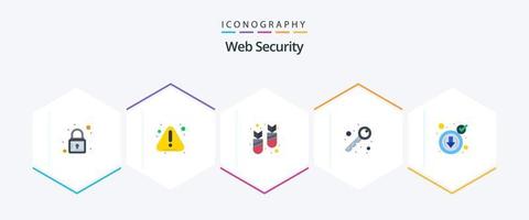 paquete de iconos planos de seguridad web 25 que incluye descarga. cibernético bomba. controlar. abierto vector