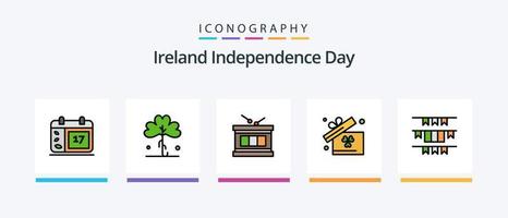 la línea del día de la independencia de irlanda llenó un paquete de 5 íconos que incluye . céltico. Irlanda. día. diseño de iconos creativos vector