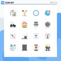 Modern Set of 16 Flat Colors and symbols such as transport delivery communication pin globe Editable Pack of Creative Vector Design Elements