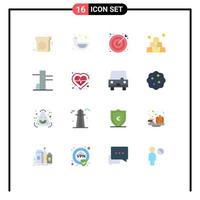 User Interface Pack of 16 Basic Flat Colors of heart tools and utensils search money finance Editable Pack of Creative Vector Design Elements