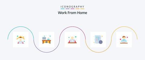 paquete de iconos de 5 pisos para trabajar desde casa, incluido el empleado. tarea. monitor. archivo. obrero vector