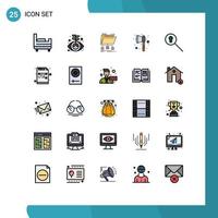 Set of 25 Modern UI Icons Symbols Signs for code search files keyhole hatchet Editable Vector Design Elements