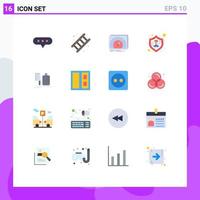 Pictogram Set of 16 Simple Flat Colors of kitchen security dashboard safety internet Editable Pack of Creative Vector Design Elements