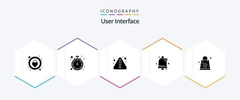 paquete de iconos de 25 glifos de interfaz de usuario que incluye . almacenar. aviso. compras. usuario vector