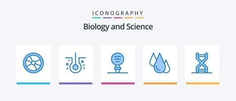 paquete de iconos de biología azul 5 que incluye estudio. aprender. biología. experimento. investigación. diseño de iconos creativos vector