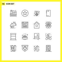 Outline Pack of 16 Universal Symbols of cannon back bee camera smart phone Editable Vector Design Elements