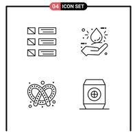 Pack of 4 Modern Filledline Flat Colors Signs and Symbols for Web Print Media such as design bake listing drop dough Editable Vector Design Elements