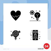 Stock Vector Icon Pack of 4 Line Signs and Symbols for heart idea skin deep learning creative Editable Vector Design Elements