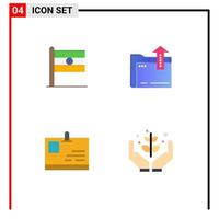 Flat Icon Pack of 4 Universal Symbols of indian id card day file pass Editable Vector Design Elements