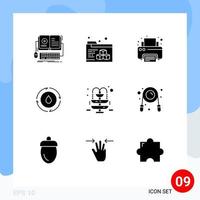 User Interface Pack of 9 Basic Solid Glyphs of park fountain print nature water Editable Vector Design Elements