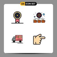 Pictogram Set of 4 Simple Filledline Flat Colors of badges gooods stamp network finger Editable Vector Design Elements