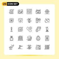 Set of 25 Modern UI Icons Symbols Signs for math design credit gras date Editable Vector Design Elements