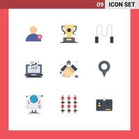 Group of 9 Modern Flat Colors Set for estate computer rope laptop report Editable Vector Design Elements