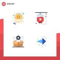 Set of 4 Vector Flat Icons on Grid for business wheel money medical setting Editable Vector Design Elements