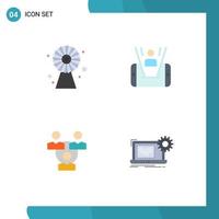 4 Flat Icon concept for Websites Mobile and Apps buildings meeting technology man communication Editable Vector Design Elements