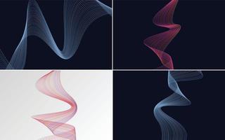 agregue un toque moderno a su proyecto con este conjunto de 4 fondos de ondas vectoriales vector