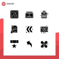 9 User Interface Solid Glyph Pack of modern Signs and Symbols of internet digital global contract laptop Editable Vector Design Elements