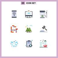 Mobile Interface Flat Color Set of 9 Pictograms of arctic play biodiesel game renewable Editable Vector Design Elements