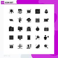 User Interface Pack of 25 Basic Solid Glyphs of easter boiled bag line cross Editable Vector Design Elements