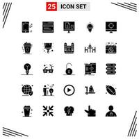 Modern Set of 25 Solid Glyphs Pictograph of bulb success interface school learn Editable Vector Design Elements