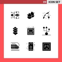 Group of 9 Modern Solid Glyphs Set for html square nature plane hobby Editable Vector Design Elements